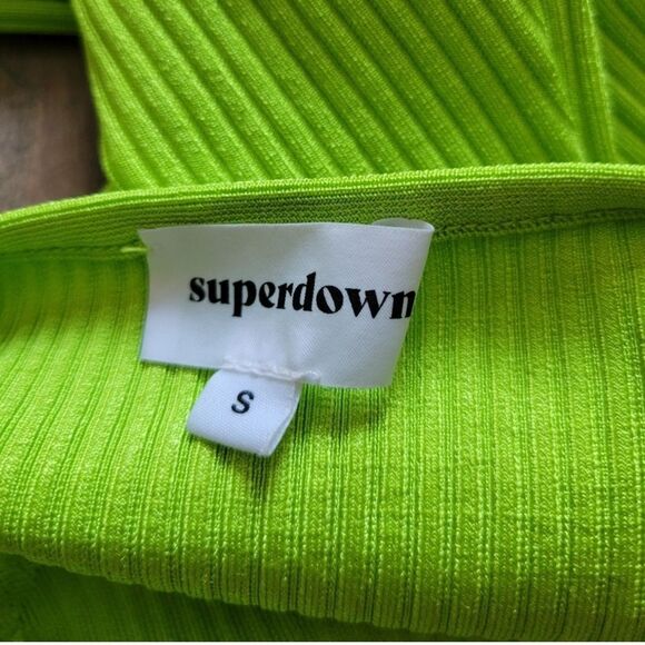 Superdown Zoey Chain Strap Ribbed Bodycon  Midi Dress Green Size Small - Picture 7 of 8